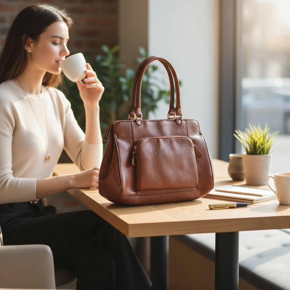Cornell Brown Satchel Handbag One Size